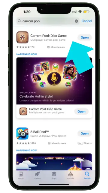 Carrom Pool mod apk on ios Third Step