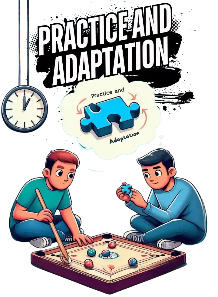 Practice and Adaptation - Teaming up in Carrom Pool